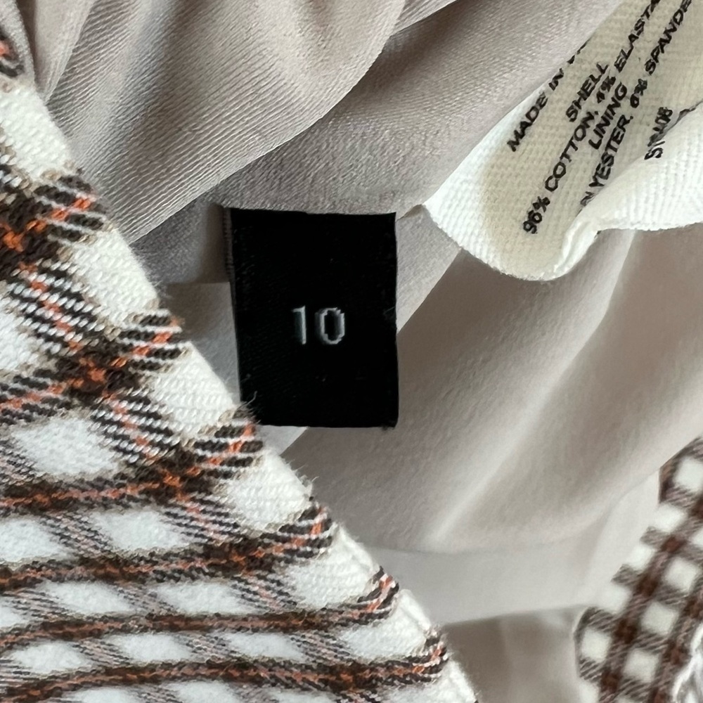 Theory Sculpture Grid Stretch Printed Zip Jacket Ivory Multi Tan Women’s 10 - Picture 14 of 15